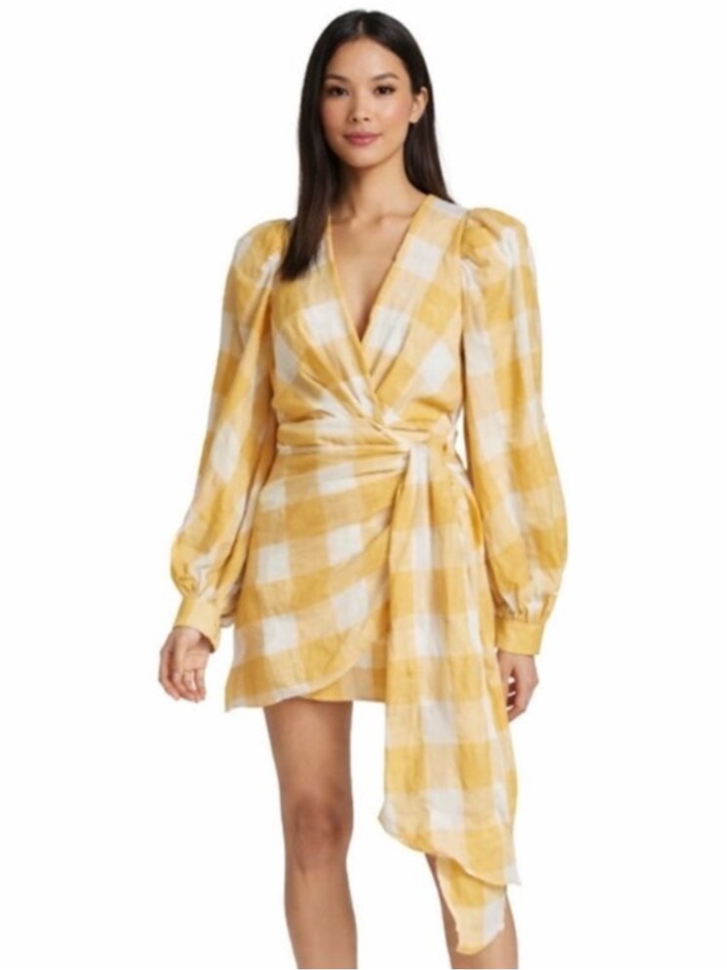 Acler Sutherland Checkered Wrap Mini Dress